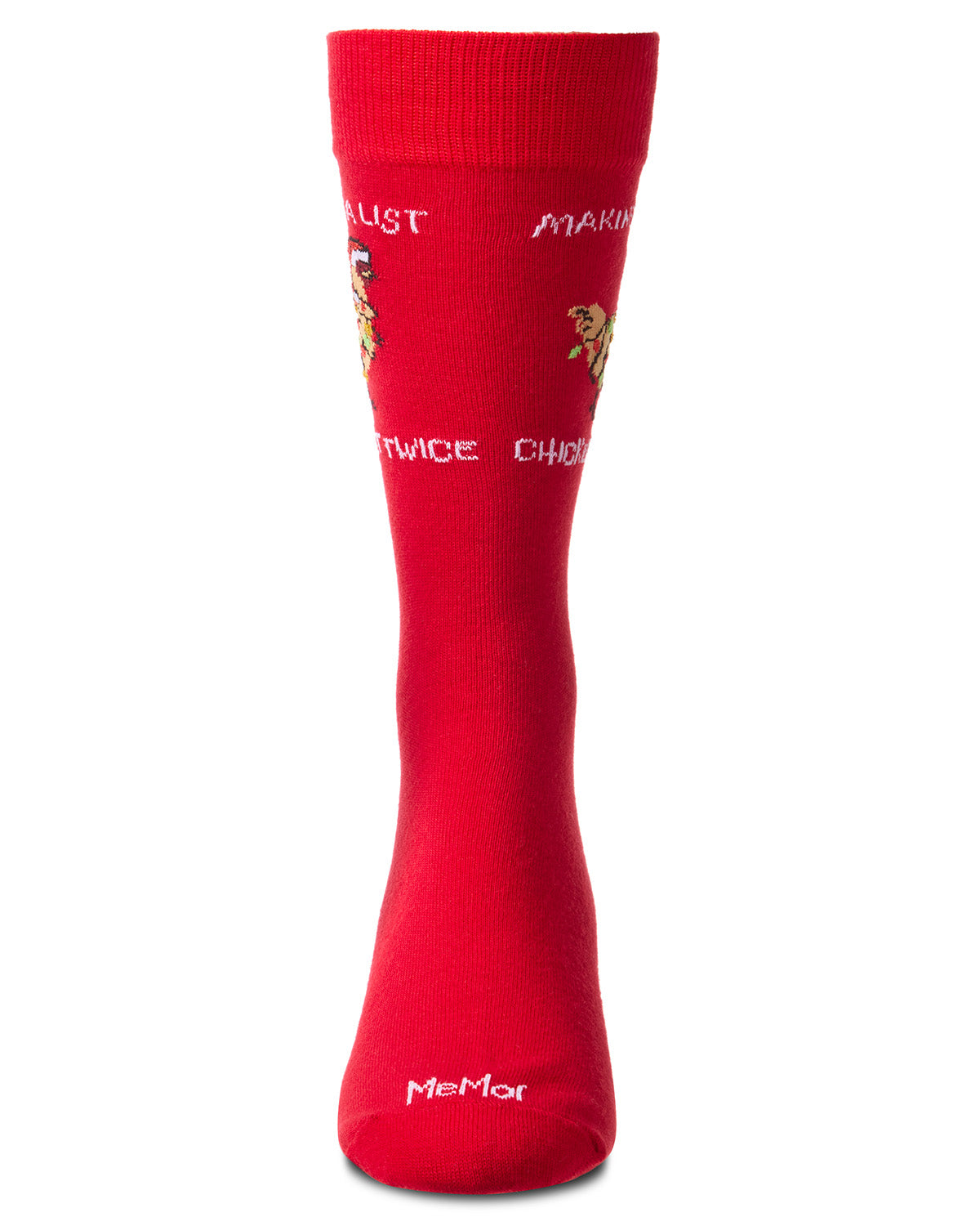 Men's "Chicken It Twice" Christmas Holiday Novelty Crew Socks : Color: Red