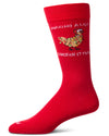 Men's "Chicken It Twice" Christmas Holiday Novelty Crew Socks : Color: Red