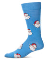 Men's "Retro Santa" Christmas Holiday Novelty Crew Sock : Color: Blue Grotto