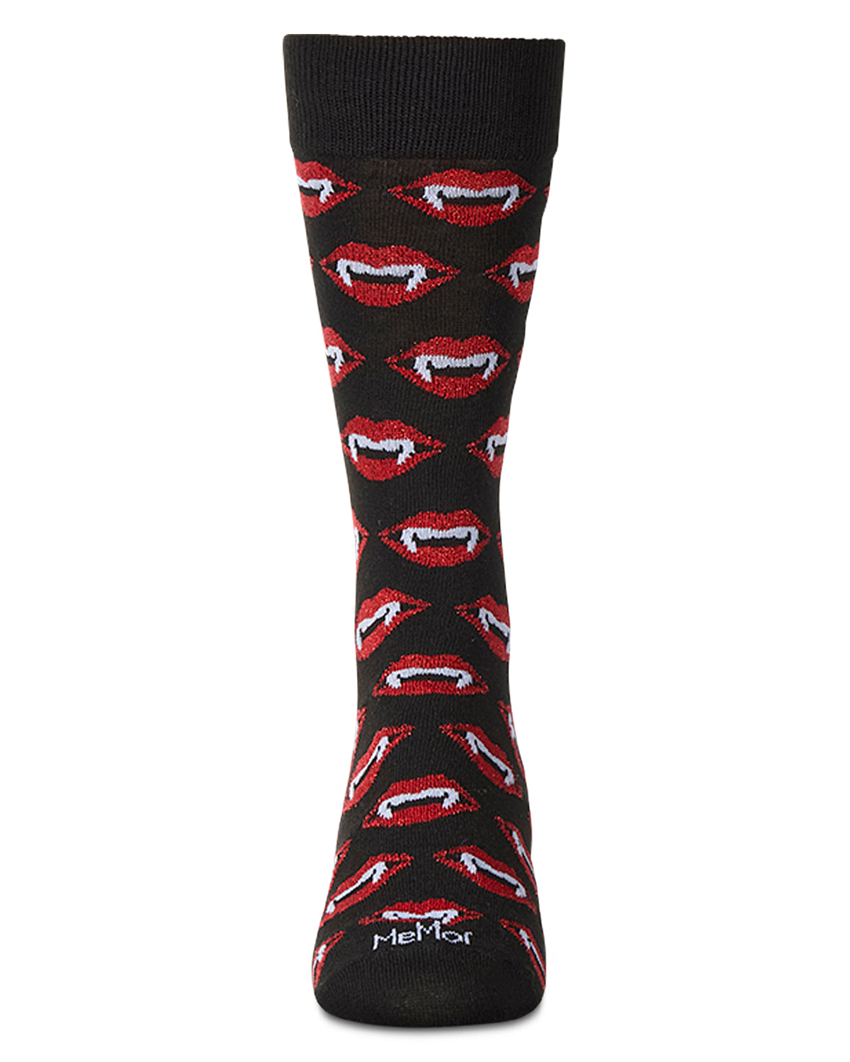 Men's "Vampire Bites" Halloween Holiday Novelty Crew Sock : Color: Black