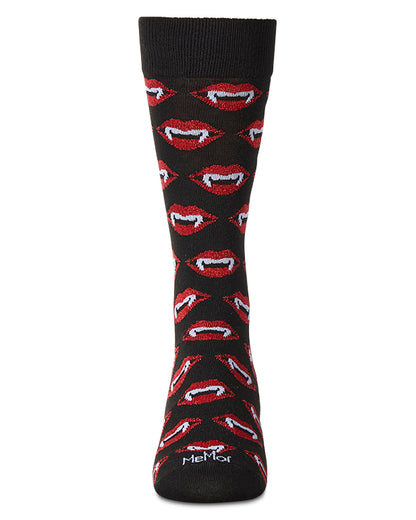 Men's "Vampire Bites" Halloween Holiday Novelty Crew Sock : Color: Black