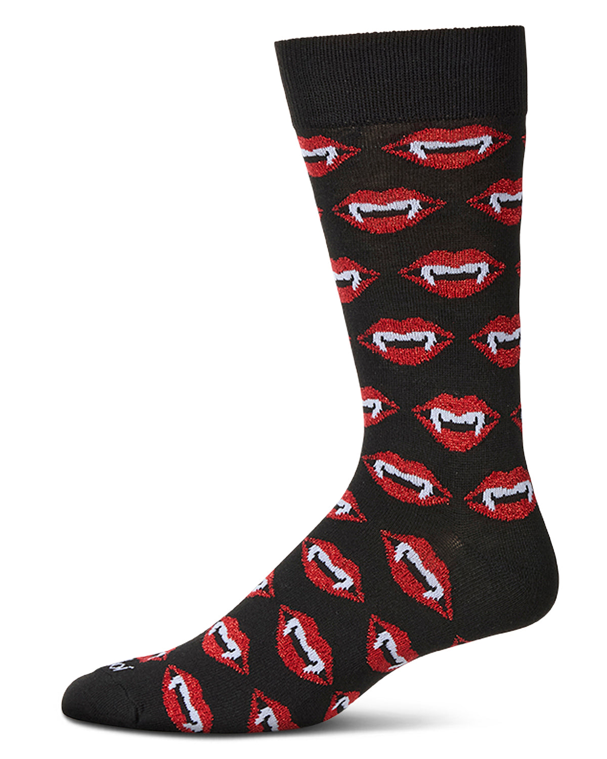 Men's "Vampire Bites" Halloween Holiday Novelty Crew Sock : Color: Black