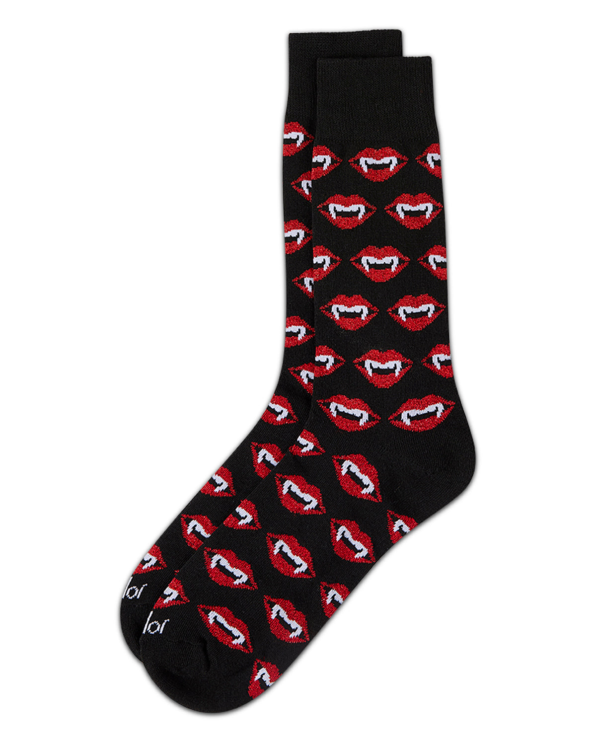 Men's "Vampire Bites" Halloween Holiday Novelty Crew Sock : Color: Black