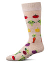 Men's Veggies-Themed Rayon Blend Fine-Gauge Novelty Crew Sock