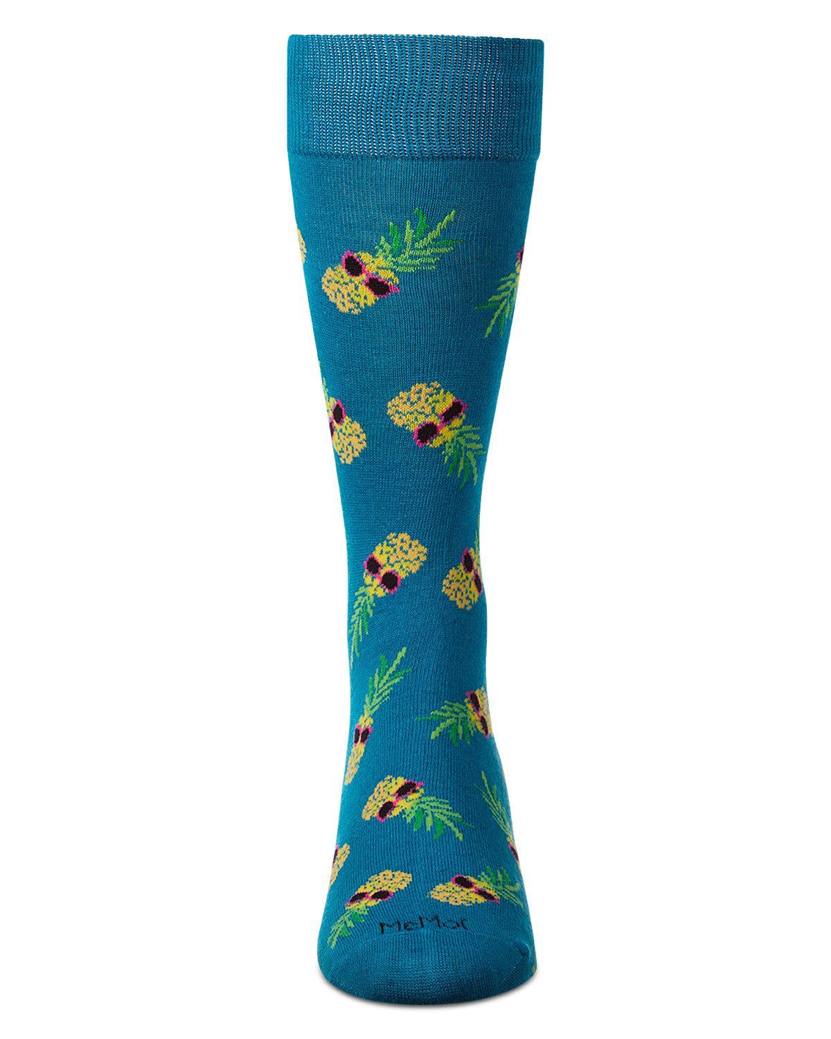 Men's "Sunny Pineapples" Rayon-Blend Novelty Crew Sock