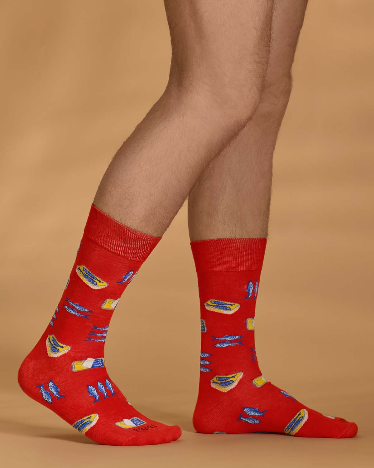 Men's Sardines-Themed Rayon-Blend Novelty Crew Sock – MeMoi