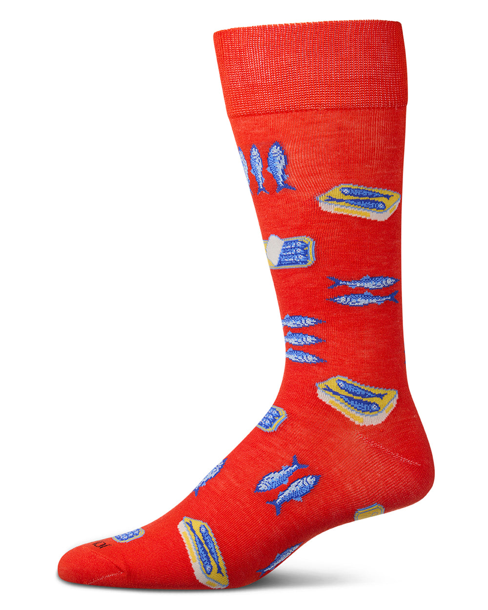 Men's Sardines-Themed Rayon-Blend Novelty Crew Sock $9