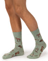 Men's "Vintage Cowboy" Rayon-Blend Fine-Gauge Novelty Crew Sock