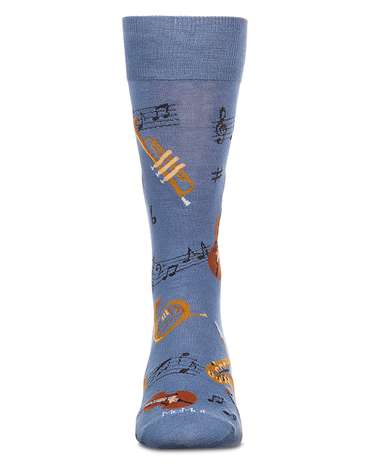 Men's Jazz-Themed Rayon-Blend Fine-Gauge Novelty Crew Sock