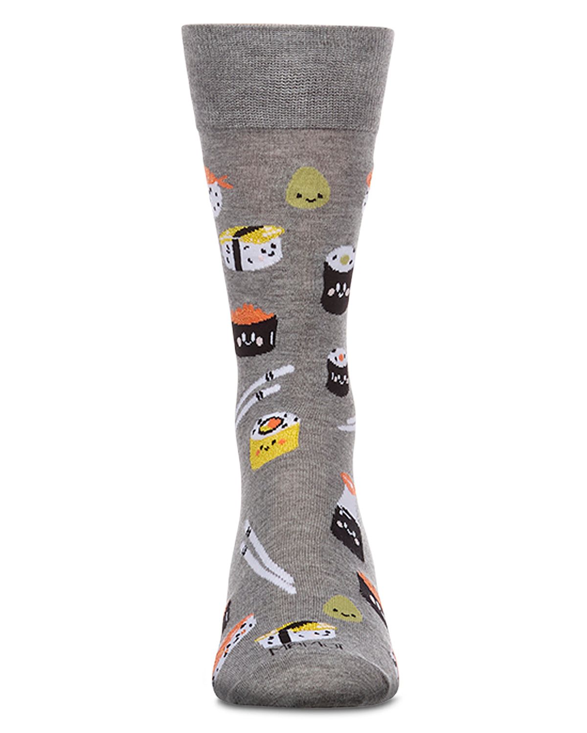 Men's "Sushi Roll" Rayon-Blend Fine-Gauge Novelty Crew Sock