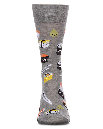Men's "Sushi Roll" Rayon-Blend Fine-Gauge Novelty Crew Sock