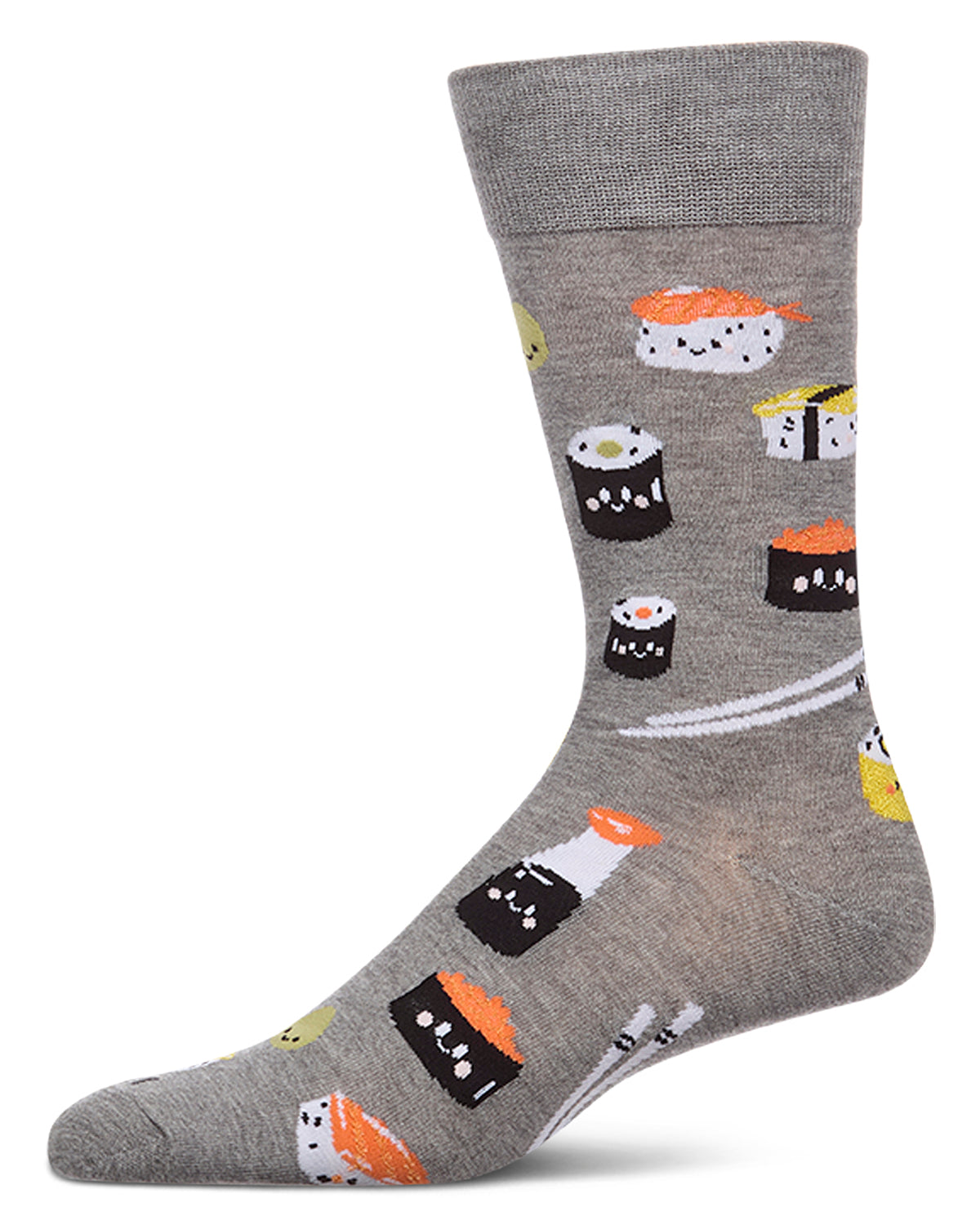 Men's "Sushi Roll" Rayon-Blend Fine-Gauge Novelty Crew Sock