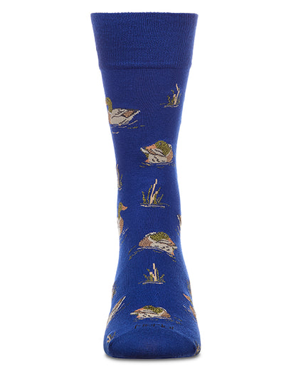 Men's Mallard-Themed Rayon-Blend Fine-Gauge Novelty Crew Sock