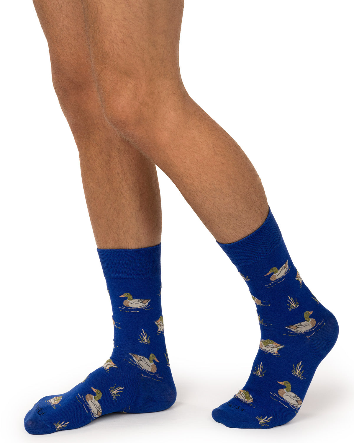 Men's Mallard-Themed Rayon-Blend Fine-Gauge Novelty Crew Sock