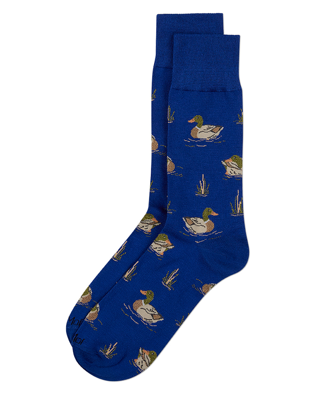 Men's Mallard-Themed Rayon-Blend Fine-Gauge Novelty Crew Sock