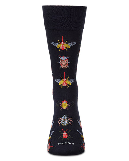 Men's "Bug Family" Rayon-Blend Fine-Gauge Novelty Crew Sock