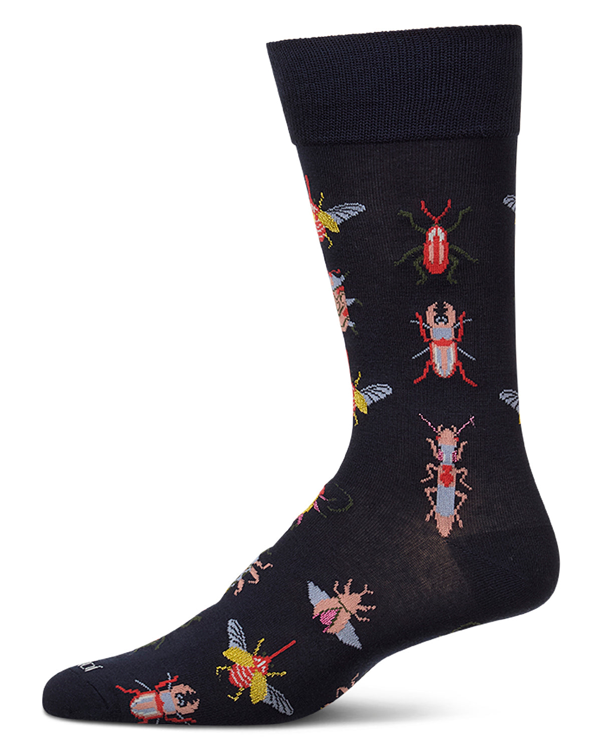 Men's "Bug Family" Rayon-Blend Fine-Gauge Novelty Crew Sock