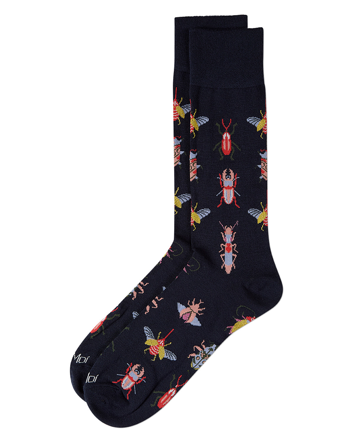 Men's "Bug Family" Rayon-Blend Fine-Gauge Novelty Crew Sock