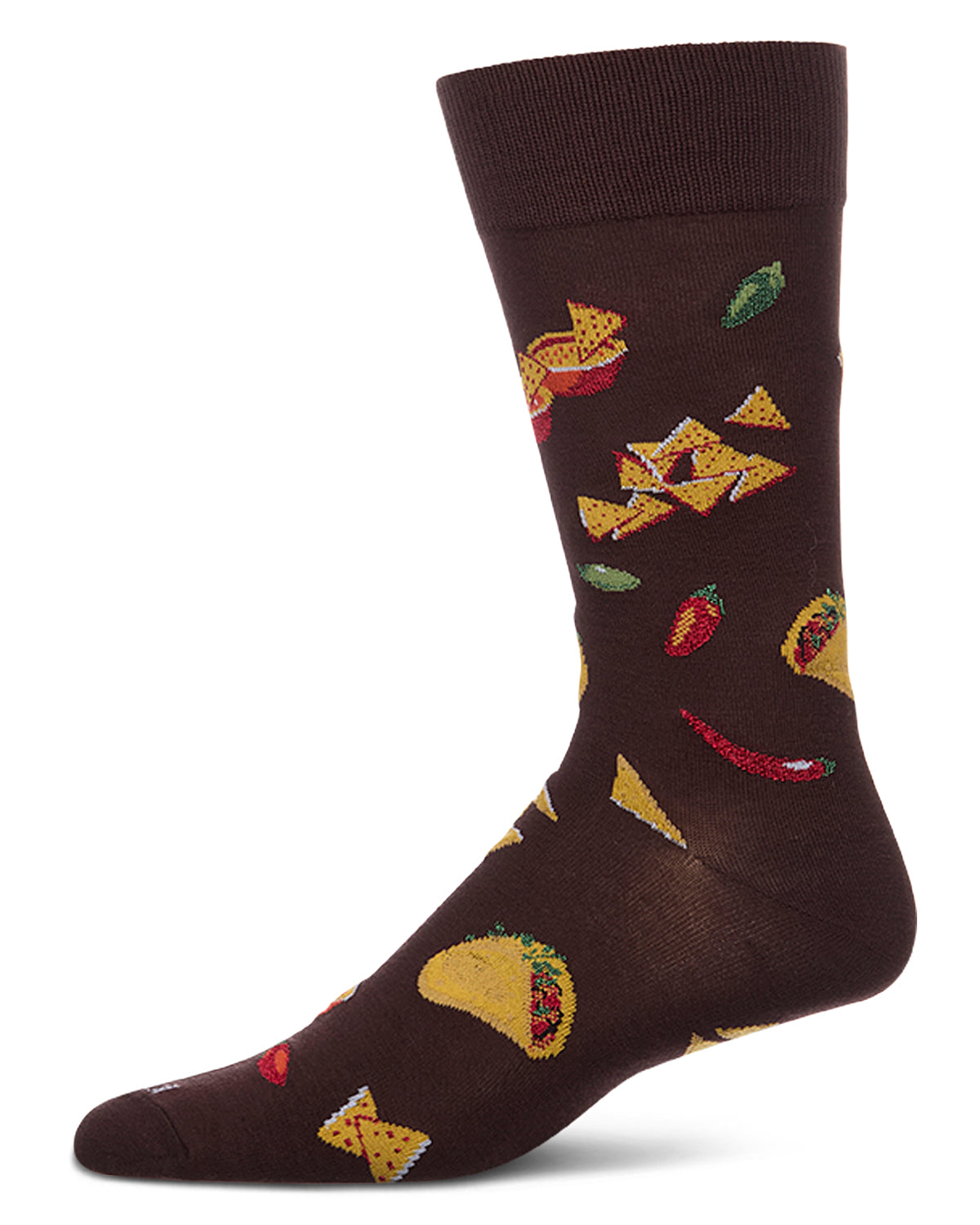 Men's "Ole Taco" Rayon-Blend Fine-Gauge Novelty Crew Sock