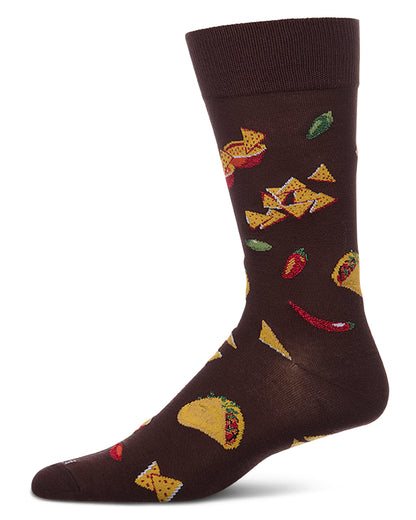 Men's "Ole Taco" Rayon-Blend Fine-Gauge Novelty Crew Sock