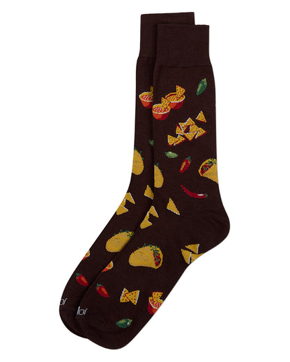 Men's "Ole Taco" Rayon-Blend Fine-Gauge Novelty Crew Sock