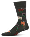 Men's Longhorn-Themed Rayon-Blend Fine-Gauge Novelty Crew Sock