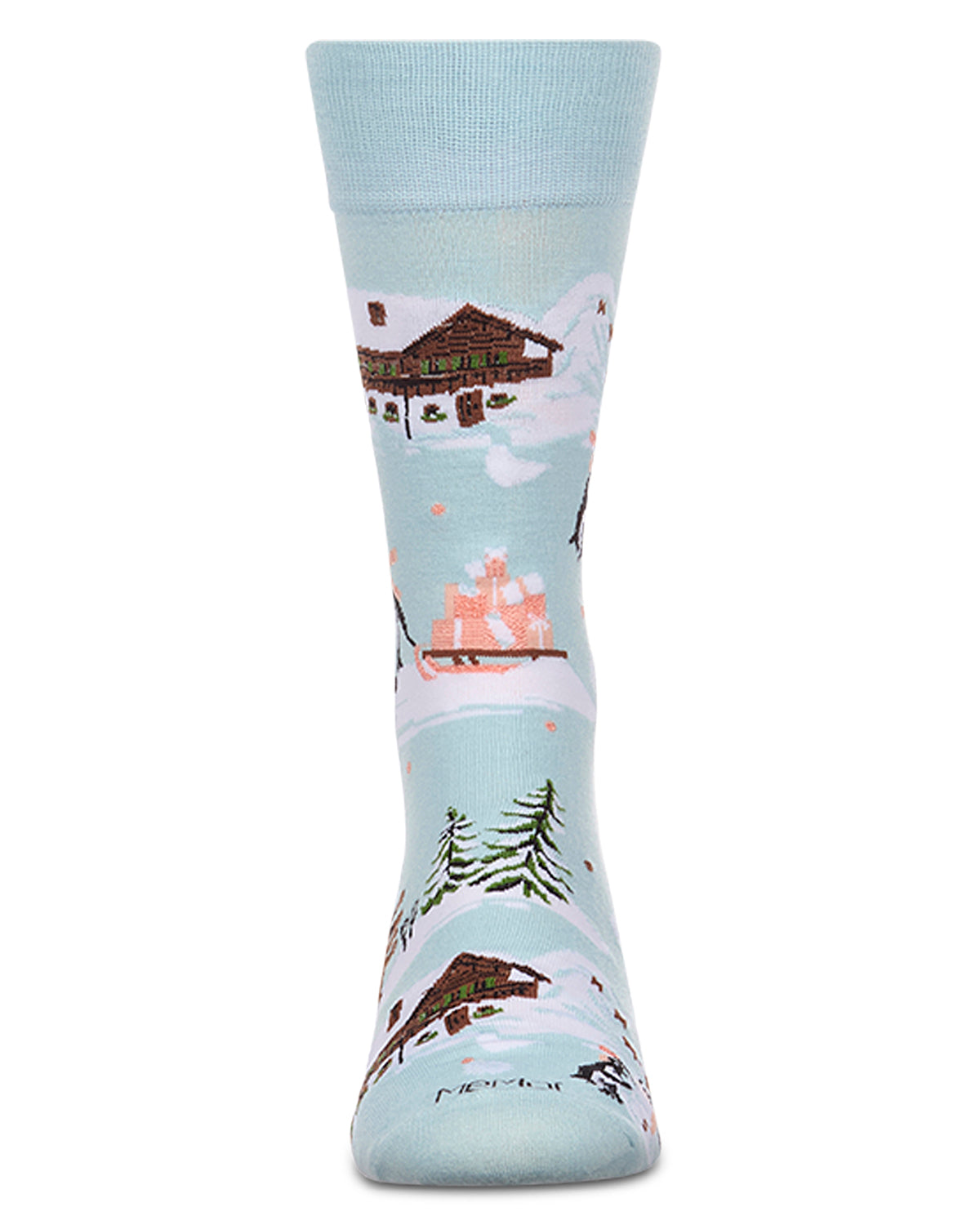 Men's "Winter Wonder" Rayon-Blend Fine-Gauge Novelty Crew Sock