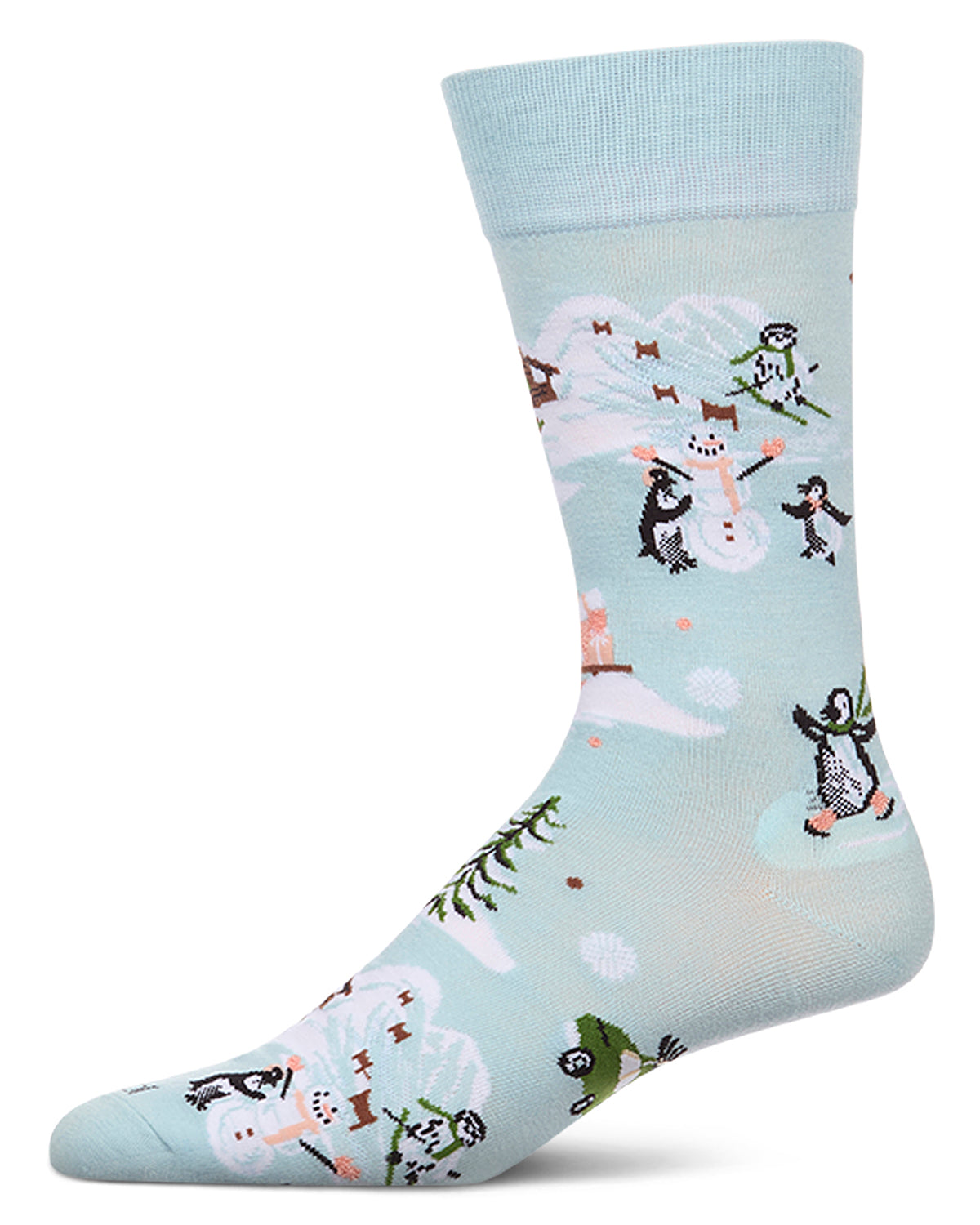 Men's "Winter Wonder" Rayon-Blend Fine-Gauge Novelty Crew Sock