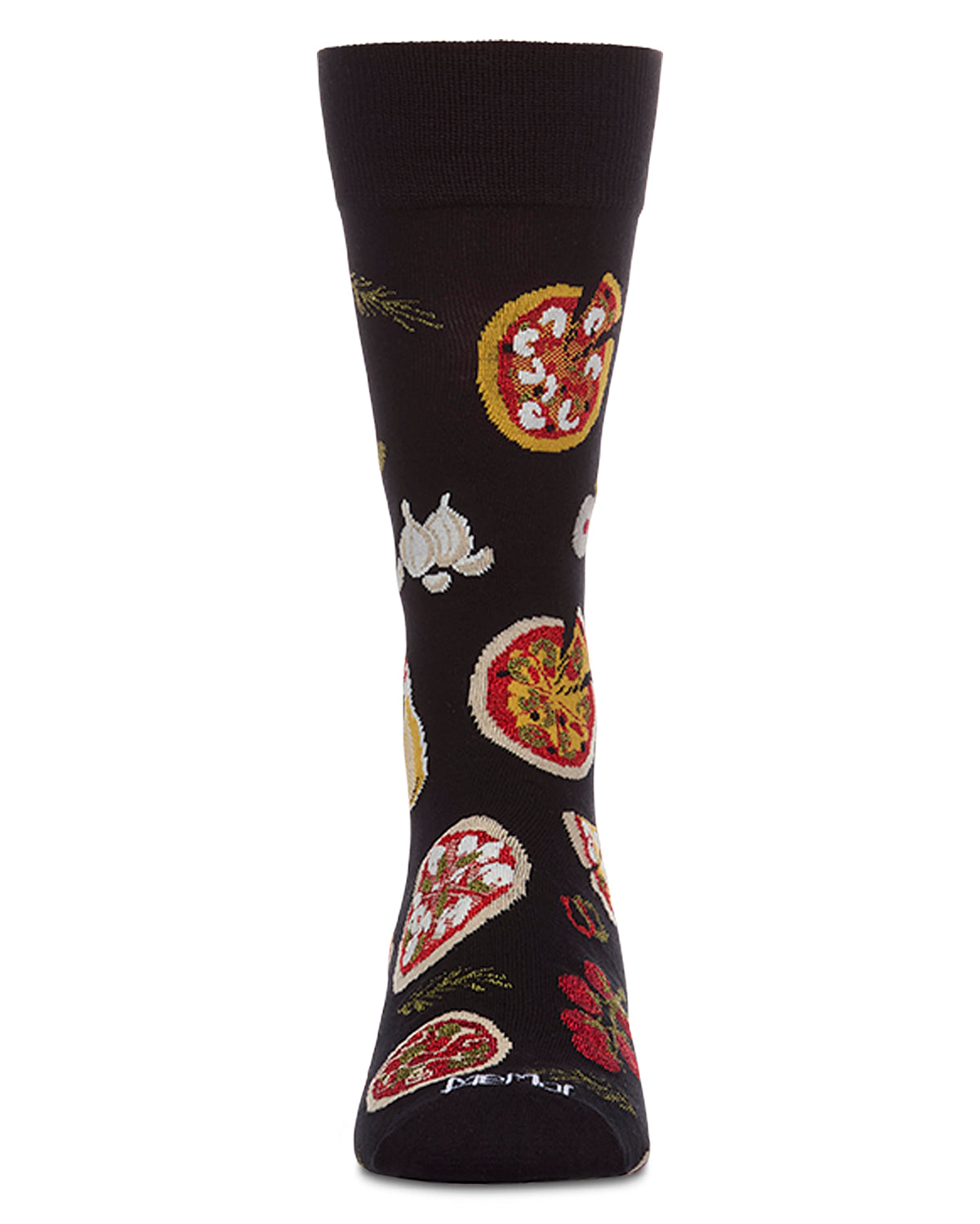 Men's "Pizza Party" Rayon-Blend Fine-Gauge Novelty Crew Sock