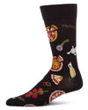 Men's "Pizza Party" Rayon-Blend Fine-Gauge Novelty Crew Sock