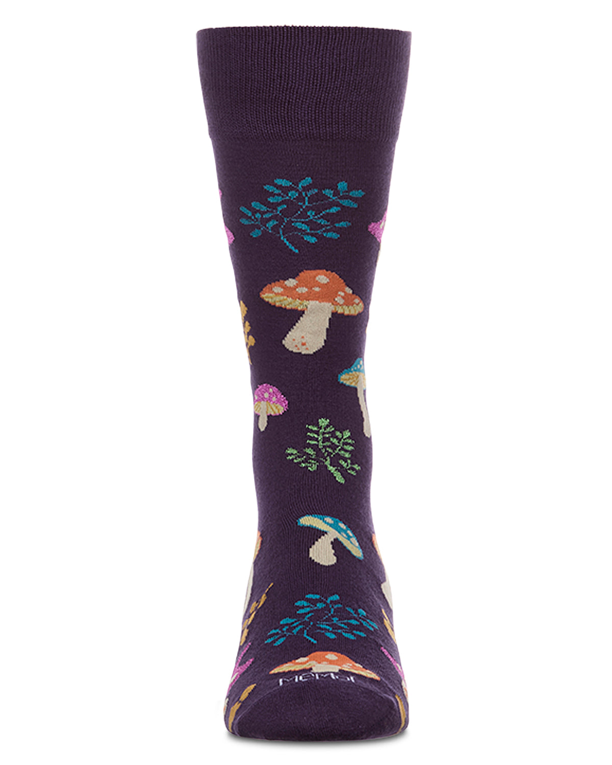 Men's "Wild Mushrooms" Rayon-Blend Fine-Gauge Crew Sock