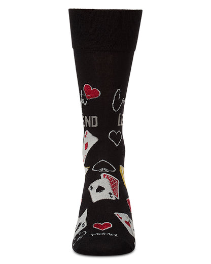 Men's "Canasta Legend" Rayon-Blend Fine-Gauge Novelty Crew Sock