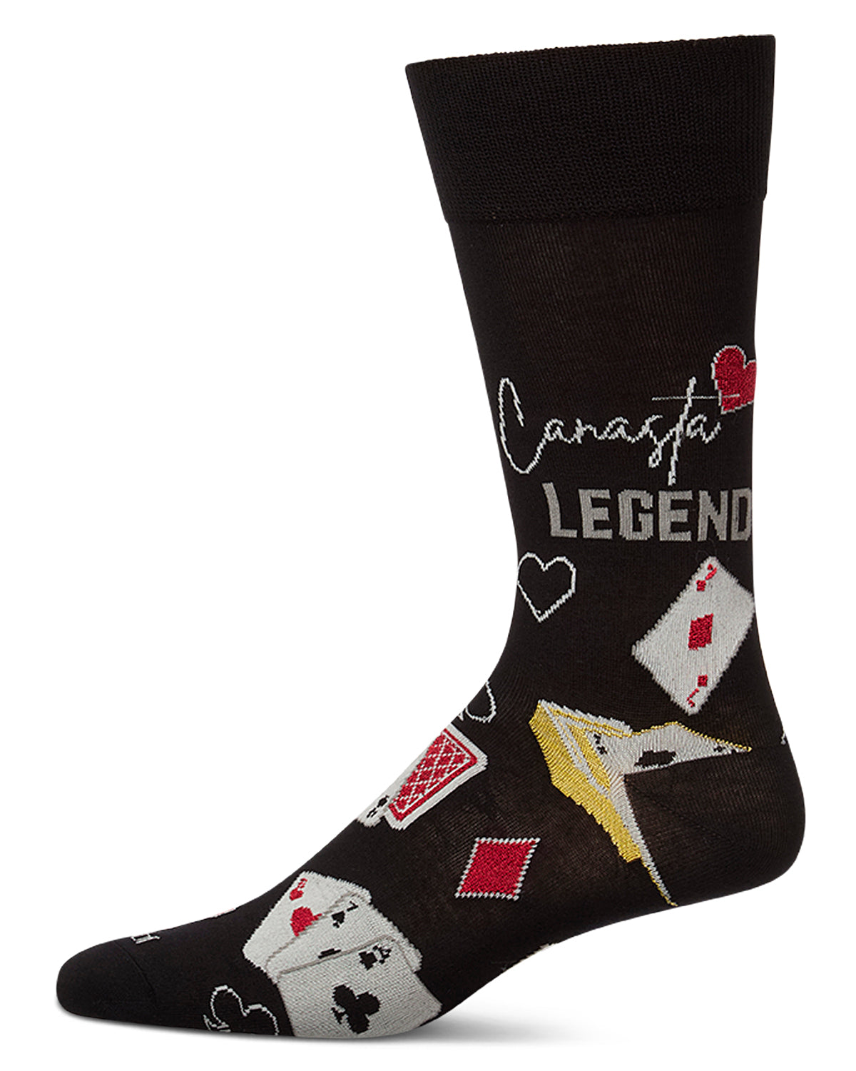 Men's "Canasta Legend" Rayon-Blend Fine-Gauge Novelty Crew Sock