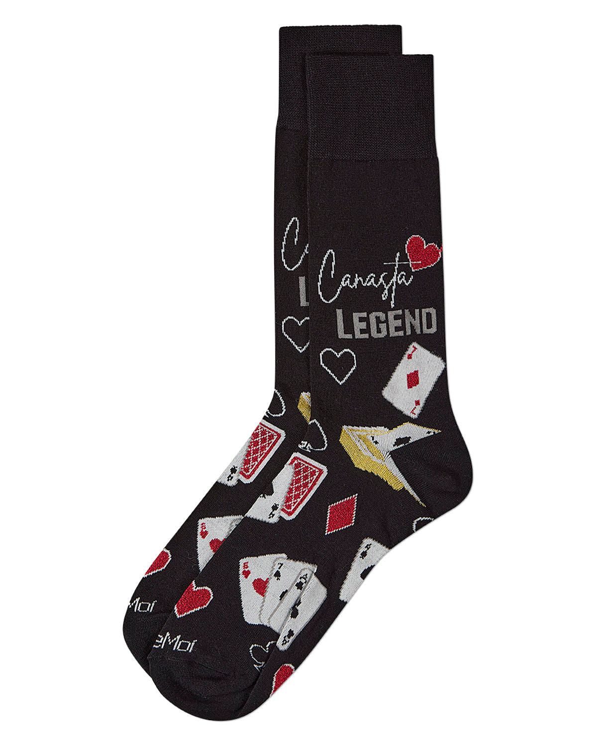 Men's "Canasta Legend" Rayon-Blend Fine-Gauge Novelty Crew Sock
