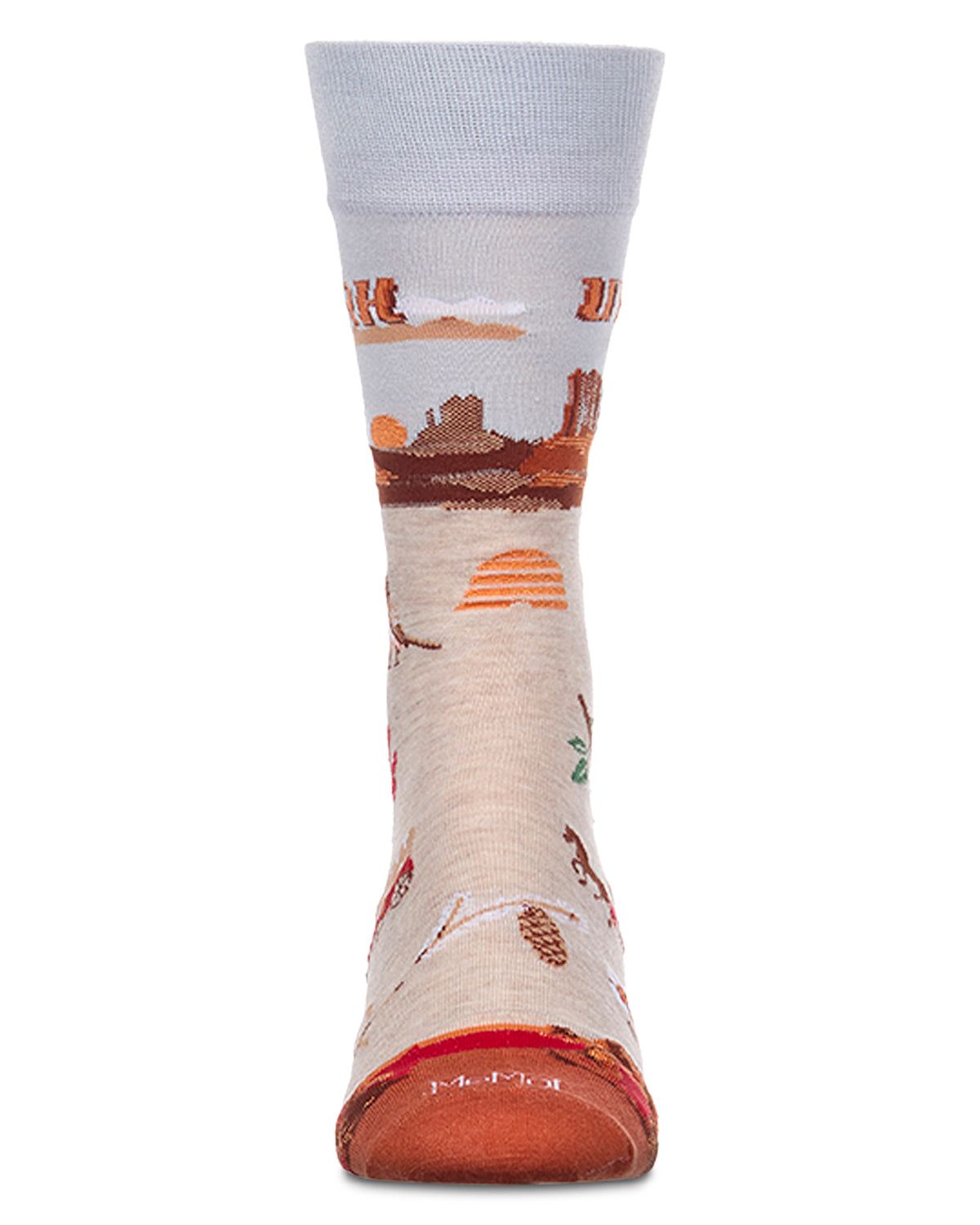 Men's Utah-Themed Rayon-Blend Fine-Gauge Novelty Crew Sock