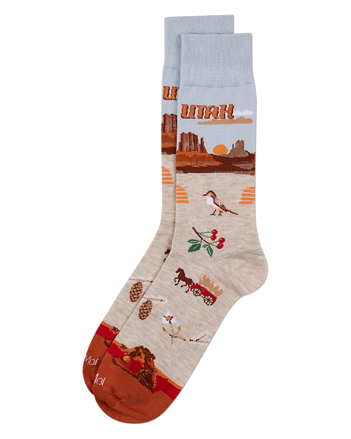 Men's Utah-Themed Rayon-Blend Fine-Gauge Novelty Crew Sock