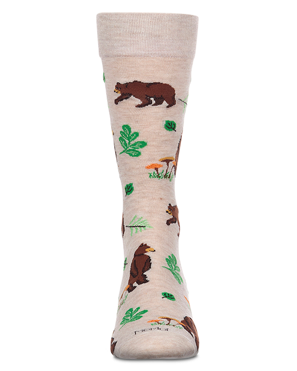 Men's "Bear Outing" Rayon-Blend Fine-Gauge Novelty Crew Sock