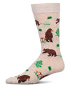 Men's "Bear Outing" Rayon-Blend Fine-Gauge Novelty Crew Sock