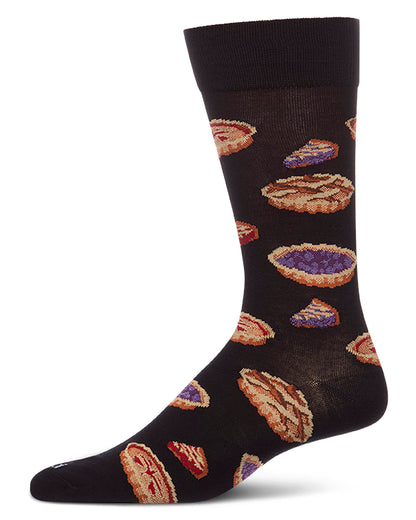 Men's "Pies" Rayon-Blend Fine-Gauge Novelty Crew Sock