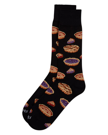 Men's "Pies" Rayon-Blend Fine-Gauge Novelty Crew Sock
