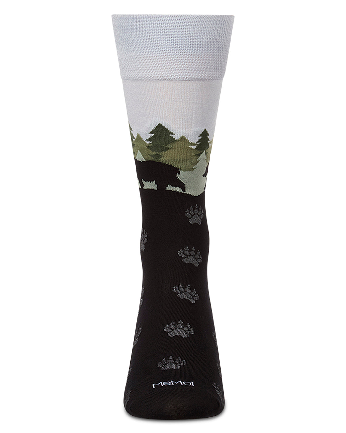 Men's "Mountain Bear" Rayon-Blend Fine-Gauge Novelty Crew Sock