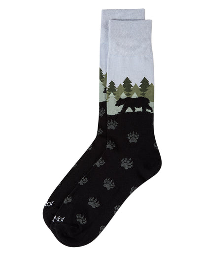 Men's "Mountain Bear" Rayon-Blend Fine-Gauge Novelty Crew Sock