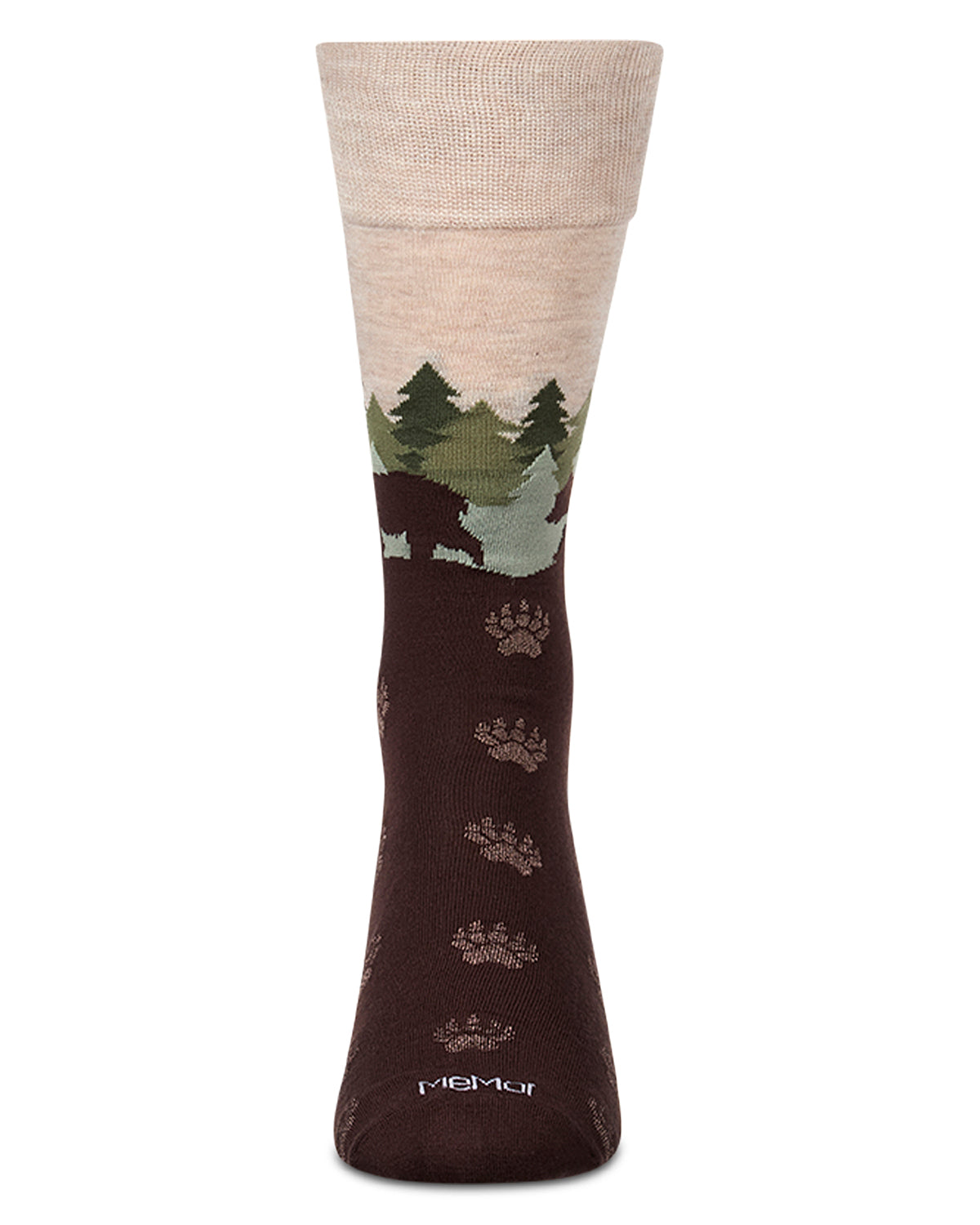 Men's "Mountain Bear" Rayon-Blend Fine-Gauge Novelty Crew Sock