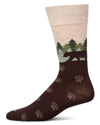 Men's "Mountain Bear" Rayon-Blend Fine-Gauge Novelty Crew Sock
