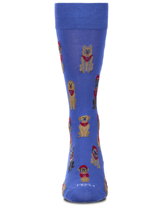 Men's "Sport Dogs" Rayon-Blend Fine-Gauge Novelty Crew Sock