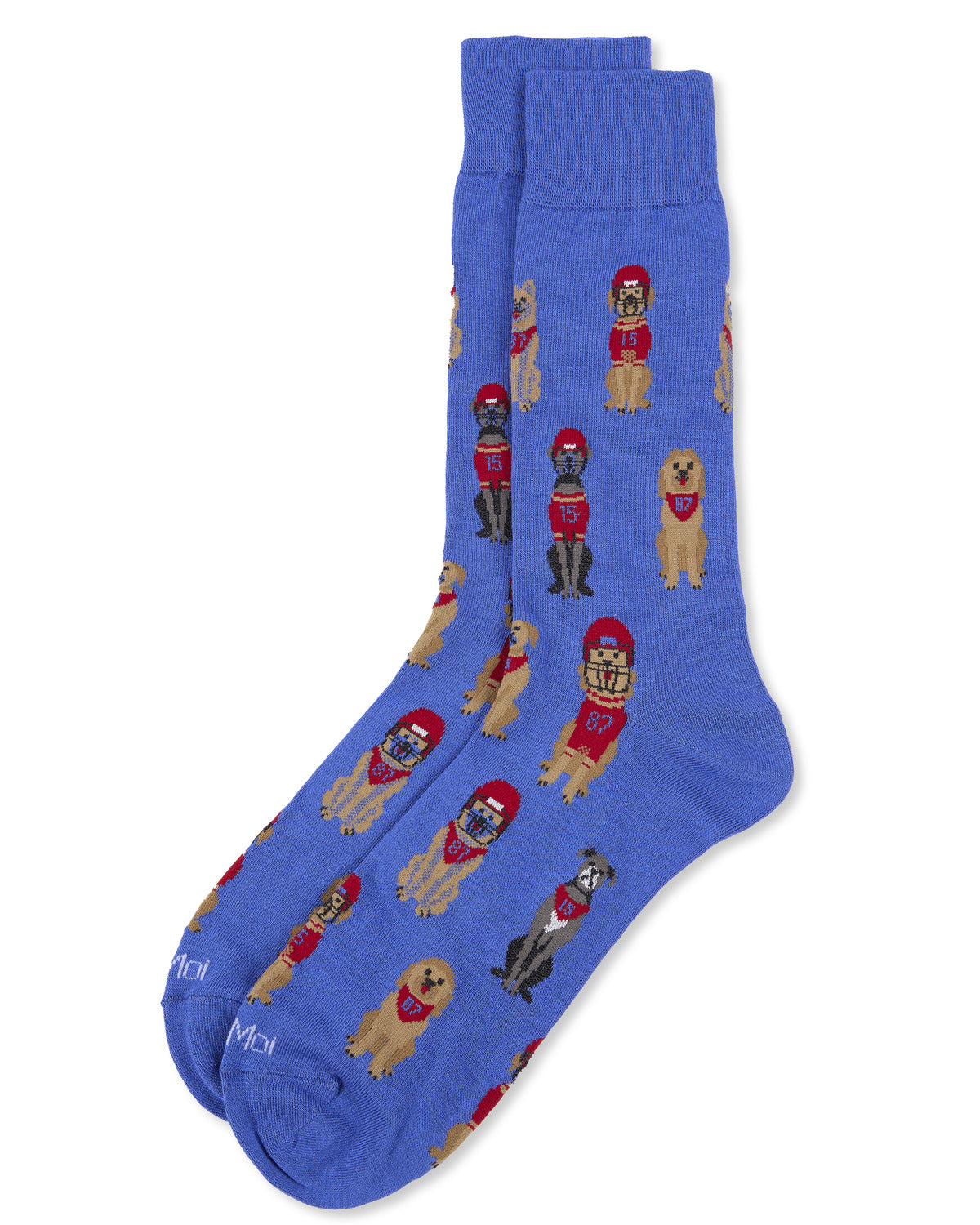 Men's "Sport Dogs" Rayon-Blend Fine-Gauge Novelty Crew Sock