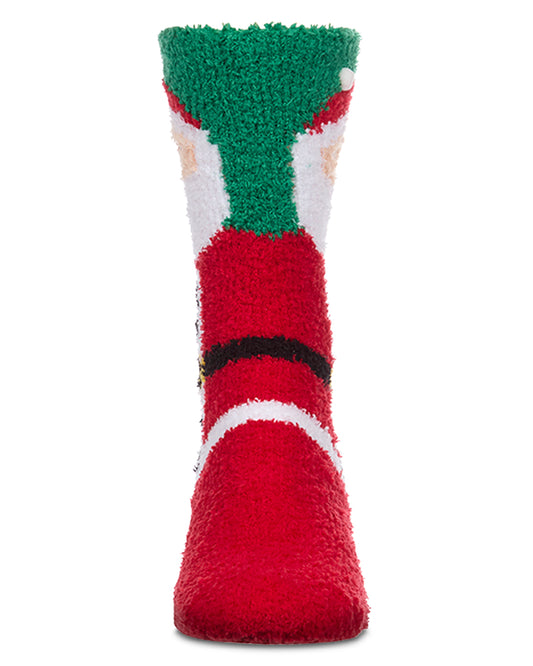 Men's Embroidered Santa Claus Plush Cozy Novelty Crew Sock