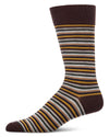 Men's Mini-Striped Rayon-Blend Fine-Gauge Multi-Color Crew Sock