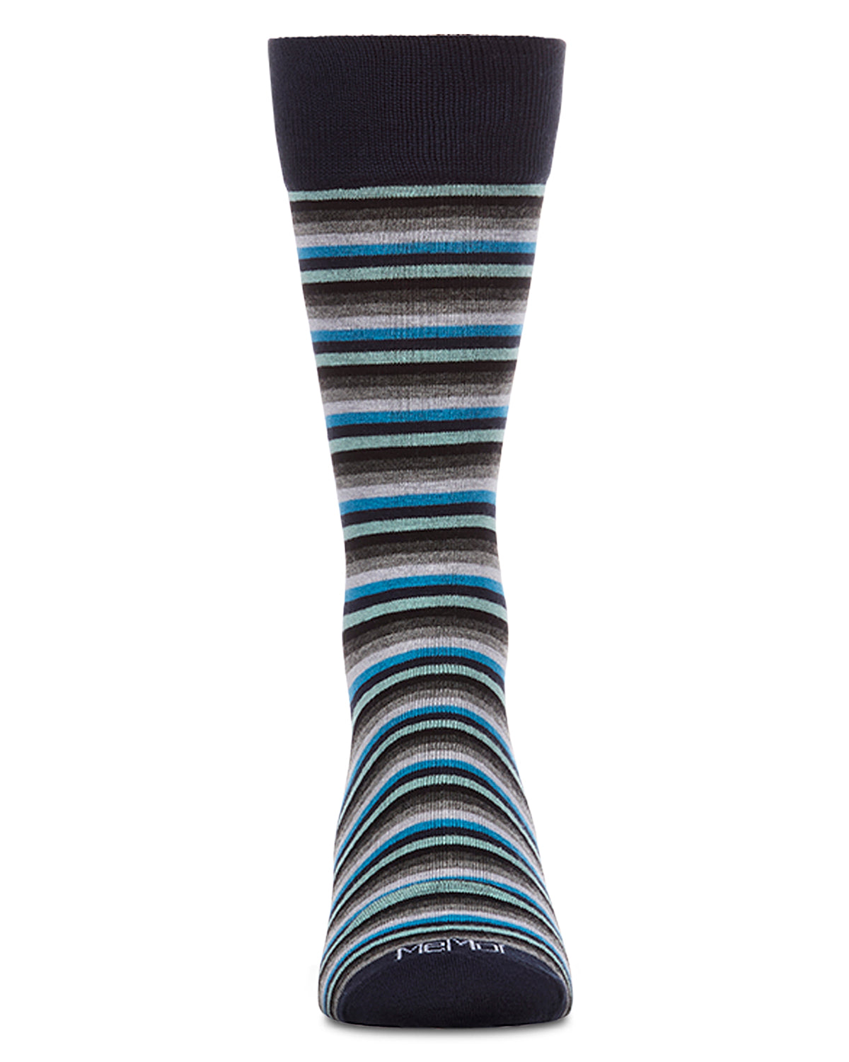 Men's Mini-Striped Rayon-Blend Fine-Gauge Multi-Color Crew Sock