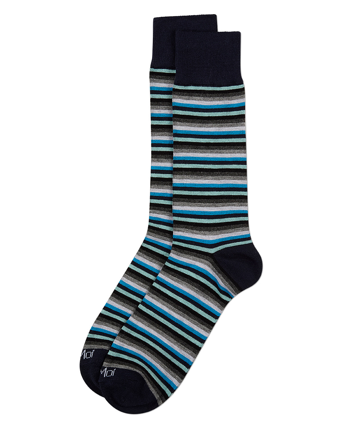 Men's Mini-Striped Rayon-Blend Fine-Gauge Multi-Color Crew Sock